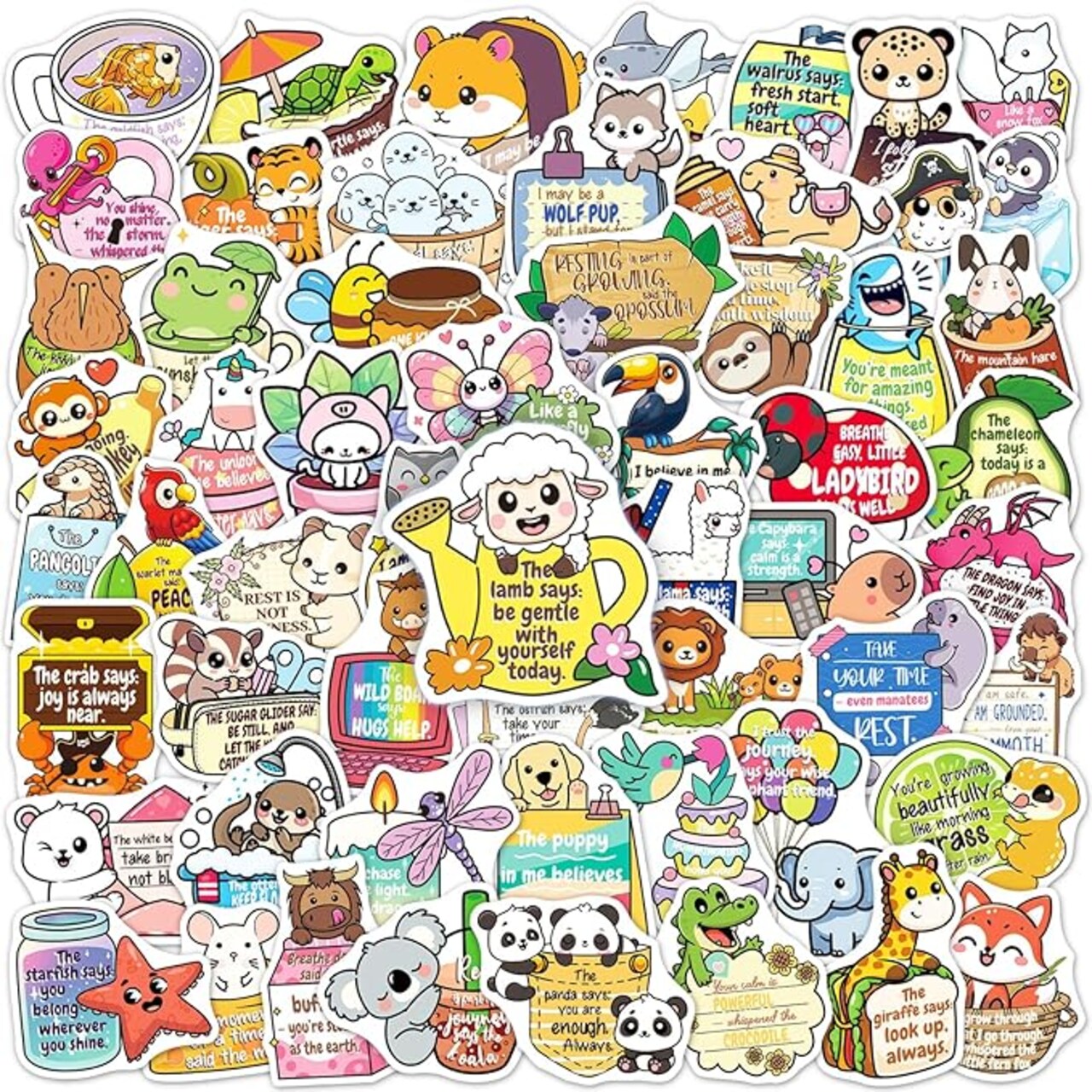 200PCS Emotional Support Animal Stickers, Cute Affirmation Stickers for Laptop Water Bottle Phones Inspirational Positive Quote Decals for Kids Adults Class Rewards